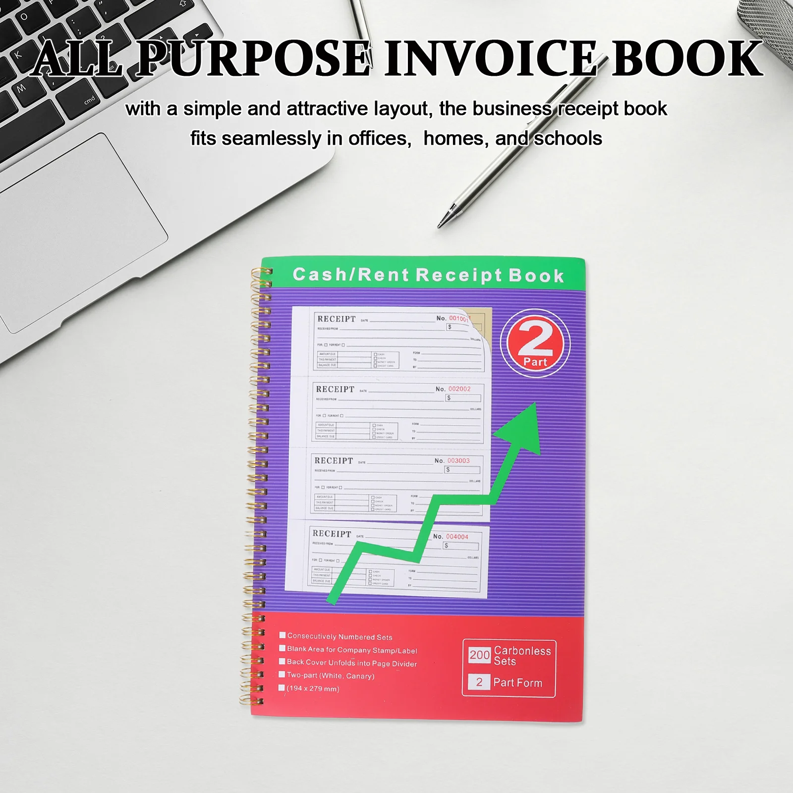 Receipt Book 1-1/8" X 25/32" Copy Receipt Booklet For Small Business Order Management Income Expense Tracker Spiral Bound