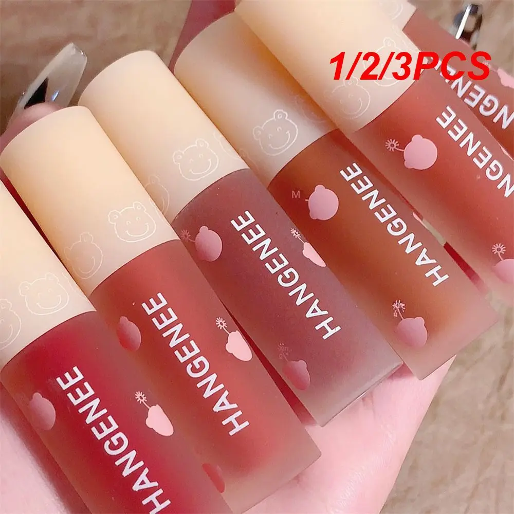 

1/2/3PCS Liquid Lipstick Moisturizing Lip Glaze Cosmetics Red Lip Tint Soft Mist Lip Gloss 6 Color Cute Bear Lipgloss