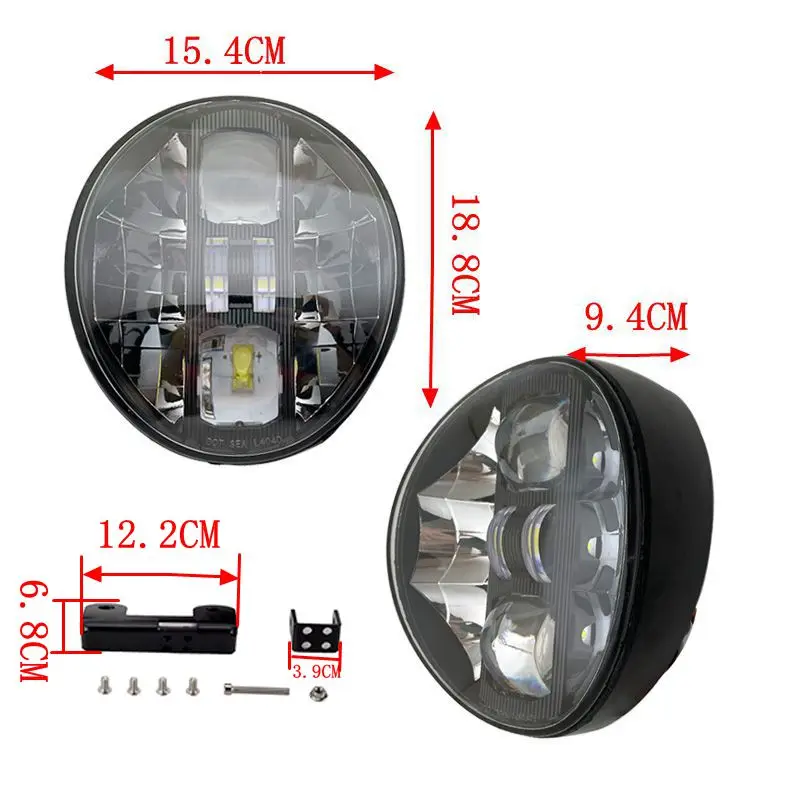 Proyector de faro LED de 12V, faro DRL Hi/Lo Beam con Kit de soporte de extensión de montaje para Harley Softail Breakout FXSB 2013-2017