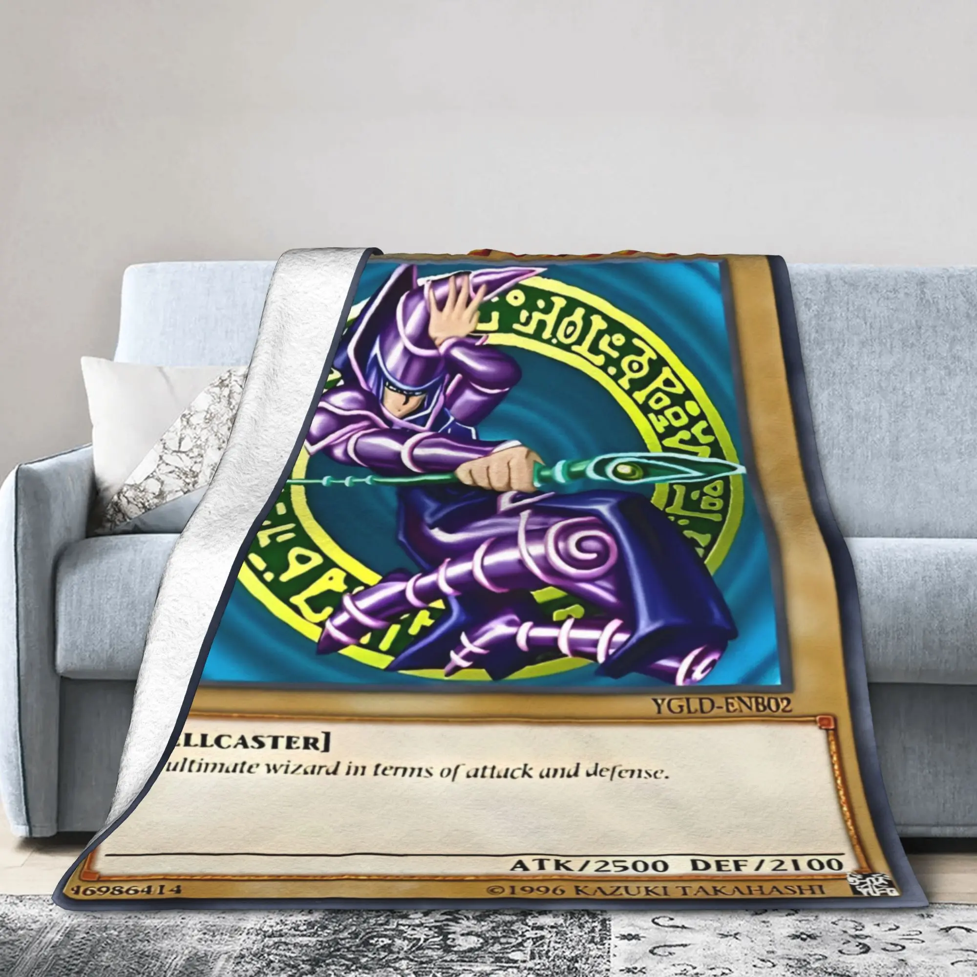 Yu Gi Oh Card Blanket Dark Magician Fuzzy Vintage Warm Throw Blankets for Home  Winter