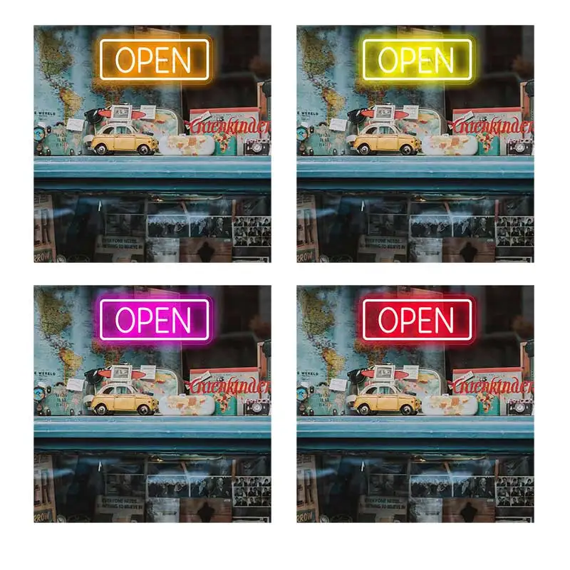 

LED Neon Lights OPEN Wall Sign USB Atmosphere Light Door Decor Hanging Night Lamp Business Bar Club Coffee Shop Decoration