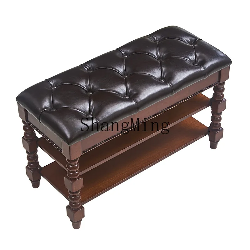 SM wood shoe changing stool household shoe cabinet shoe rack door multi-functional bench modern and simple