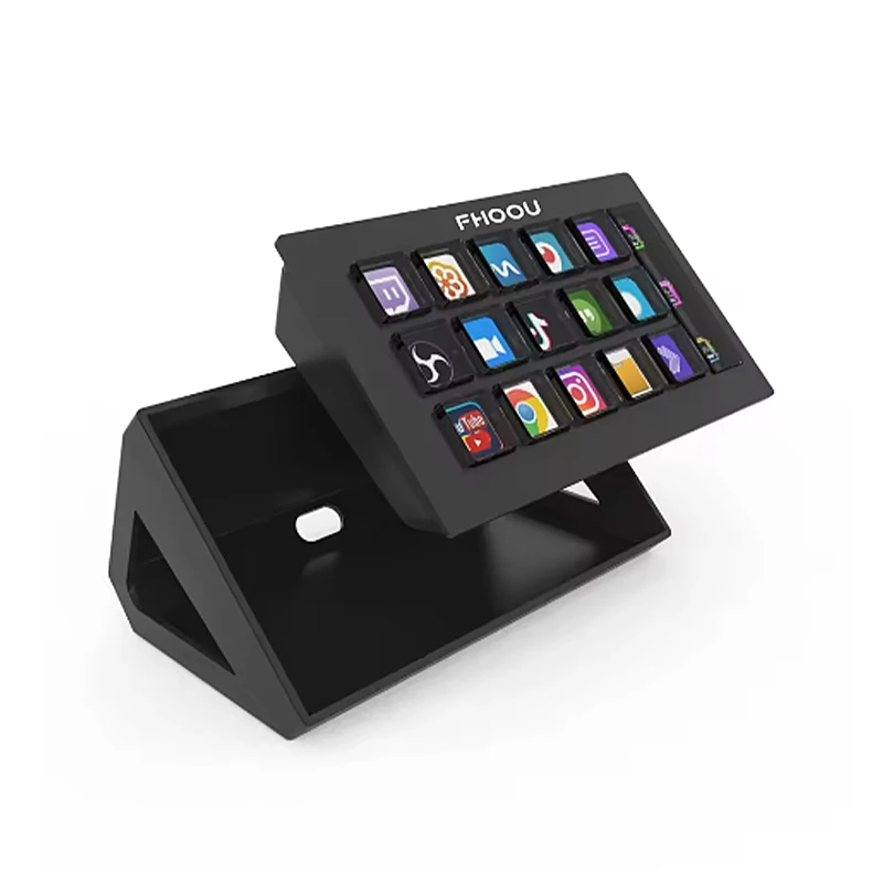 لوحة مفاتيح بصرية صغيرة من StreamDeck مكونة من 15 مفتاحًا، زر LCD لإنشاء المحتوى المباشر، زر مخصص لهدايا Win/MacOS