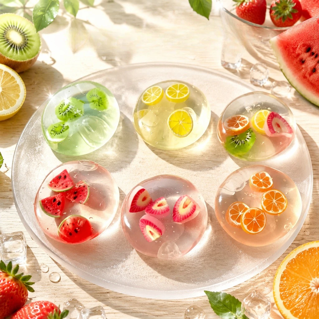 Moldable Fruit Jelly Squishy Toy Clear Coconut Oil Scented No Rebound Fidget Stress Relief Squeeze Ball for Adults