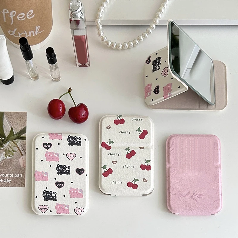 Praktischer, süßer, kompakter, tragbarer kleiner Spiegel für Studenten, Mini-Make-up-Spiegel, faltbarer Desktop-Taschenspiegel zum Tragen, tragbar