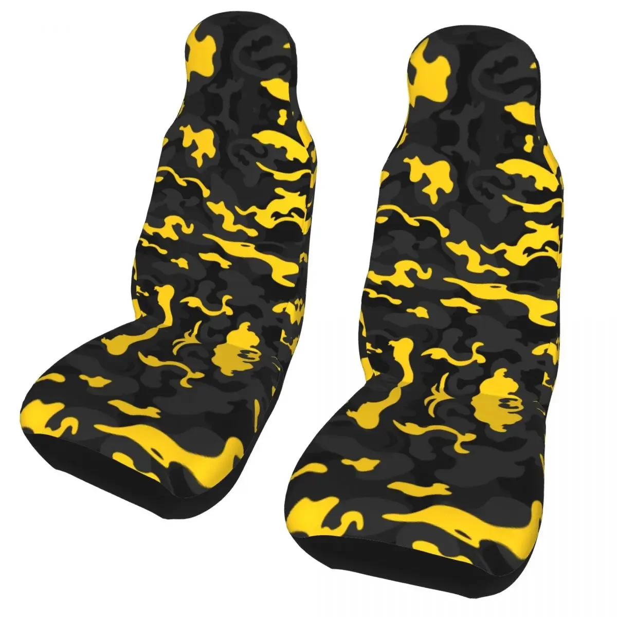 Camo Style Car Seat Covers Universal for Cars Trucks SUV or Van Black and Yellow Camouflage Bucket Seats Protector Covers Women