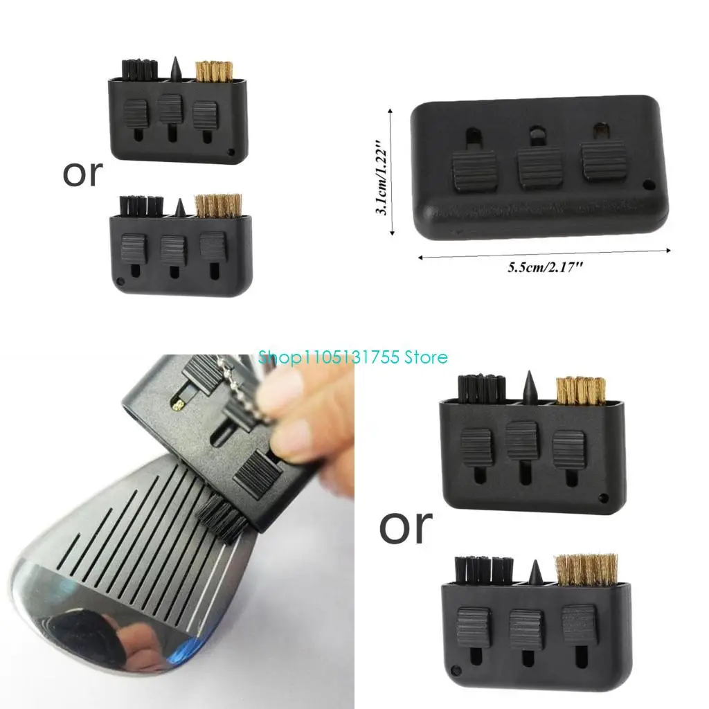 

K0EF Golf Brush 3 in 1Small Golf Cleaning Tool Sharpener Cleaning Accessories for Indoor Outdoor Garden Yard Golf Equipment