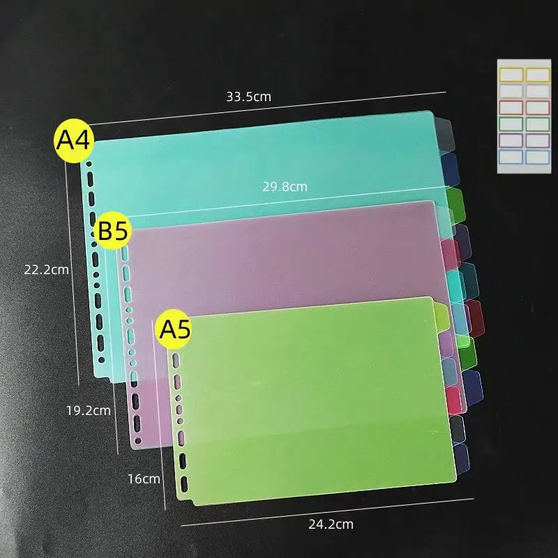 6 Vellen × 3 Stuks Kleurrijke Losbladige Notebookaccessoires Pp Index Pagina Divider Handboek Voor Journal Planner Spiraal Binder Separator