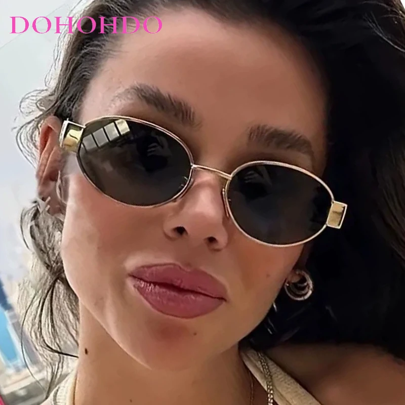

Luxury Trendy Punk Metal Oval Frame Women Sunglasses Fashion Brand Design Men Sunglass Drive Travel Party Popular Eyewear UV400