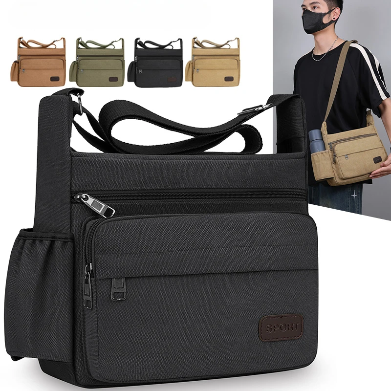 Men Canvas Shoulder Bags Casual Tote Travel Men's Crossbody Bag Luxury Messenger Bags Fashion High Quality Handbag