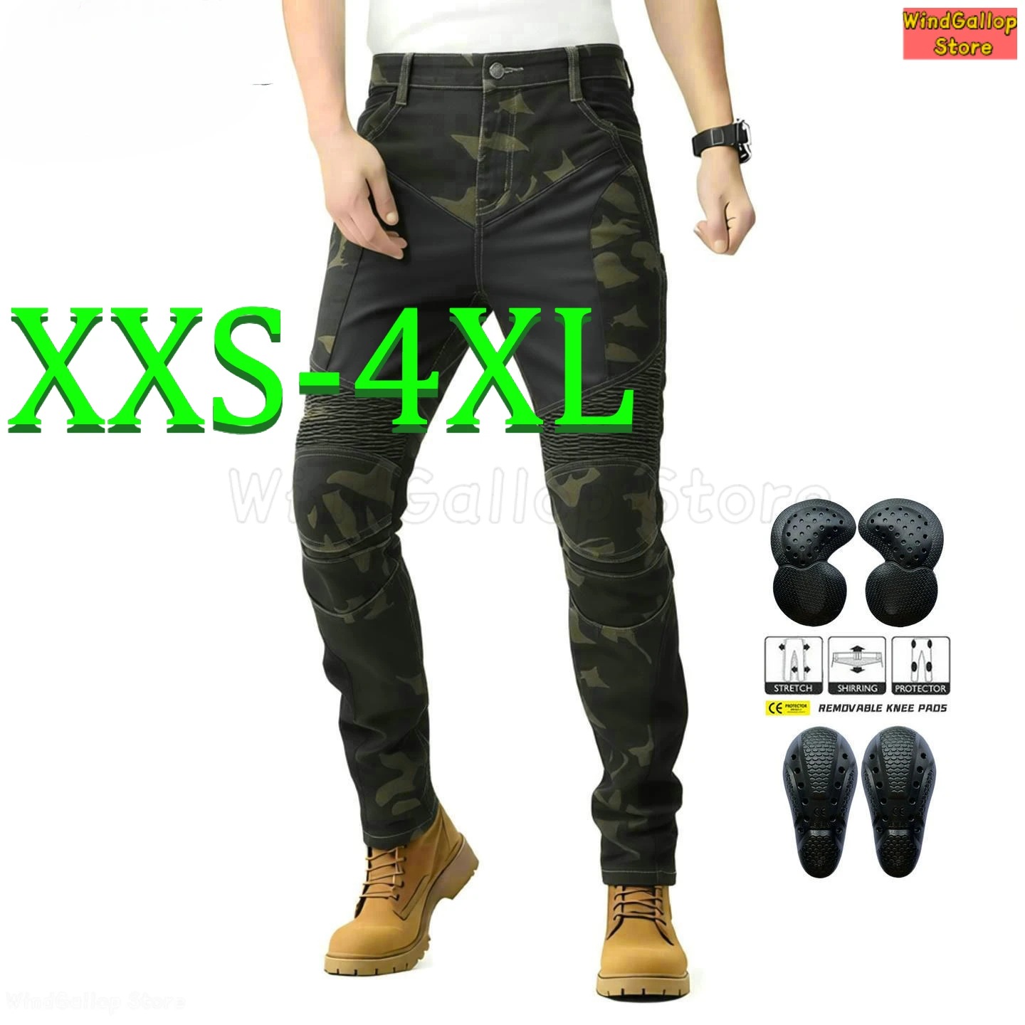 Motorcycle riding jeans men's summer mesh breathable camouflage casual locomotive anti-drop outdoor riding pants