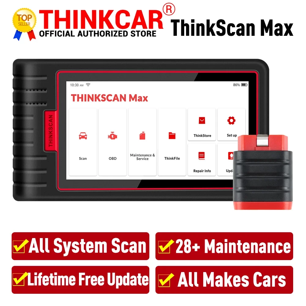 

ThinkScan Max Tools for auto Full system Diagnostic Scanner 28 Reset Function Bi-Directional Test ECU Coding via CRP909