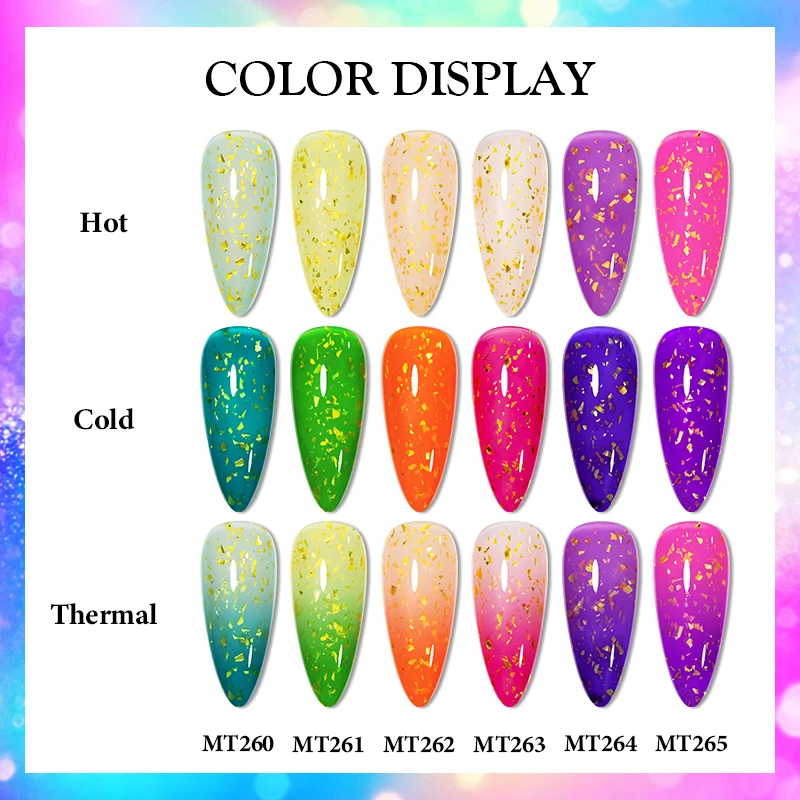 7ml 글리터 열변색 젤 네일 폴리쉬 온도 변화 색상 반영구 소프트 젤 매니큐어 용품