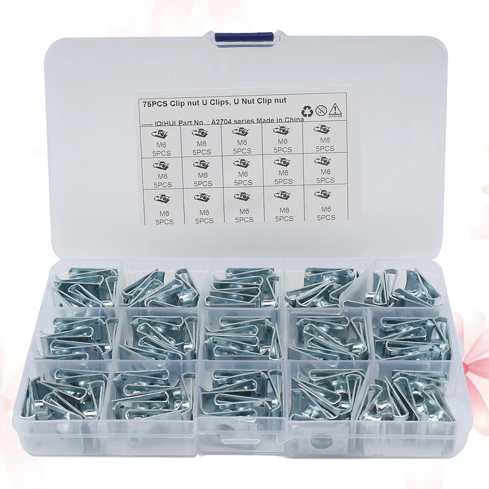 

75pcs Motorcycle U Nut Fasteners Manganese Steel Spire U Clips Panel Fixing Clips For Dashboard Door Wire Securing