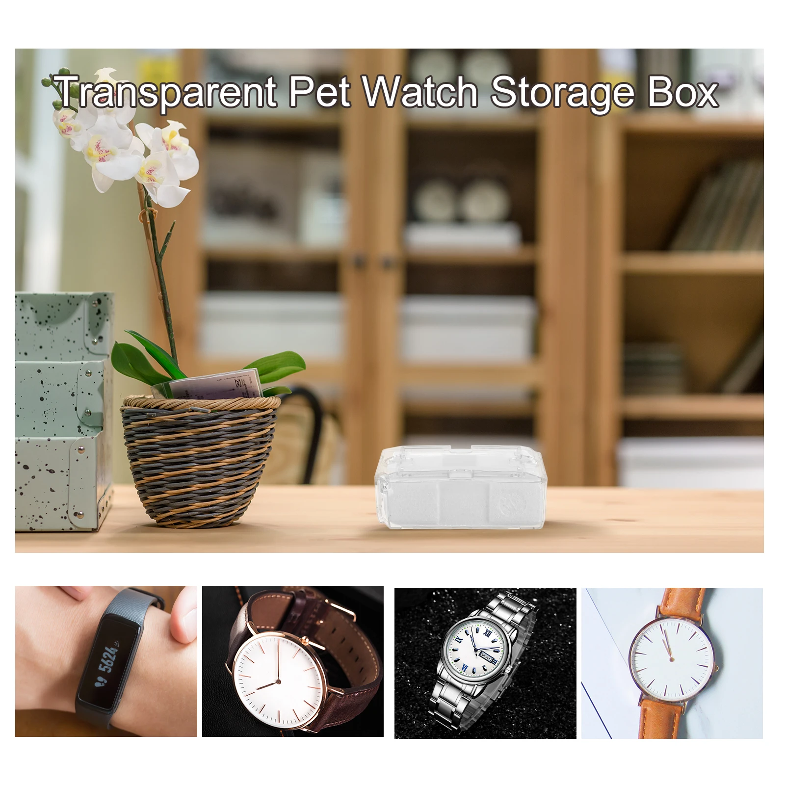 

Transparent Watch Box Universal Jewelry Storage Box Holder plastic Watch Container Vintage Single Grid Watch Organizer Gift Box