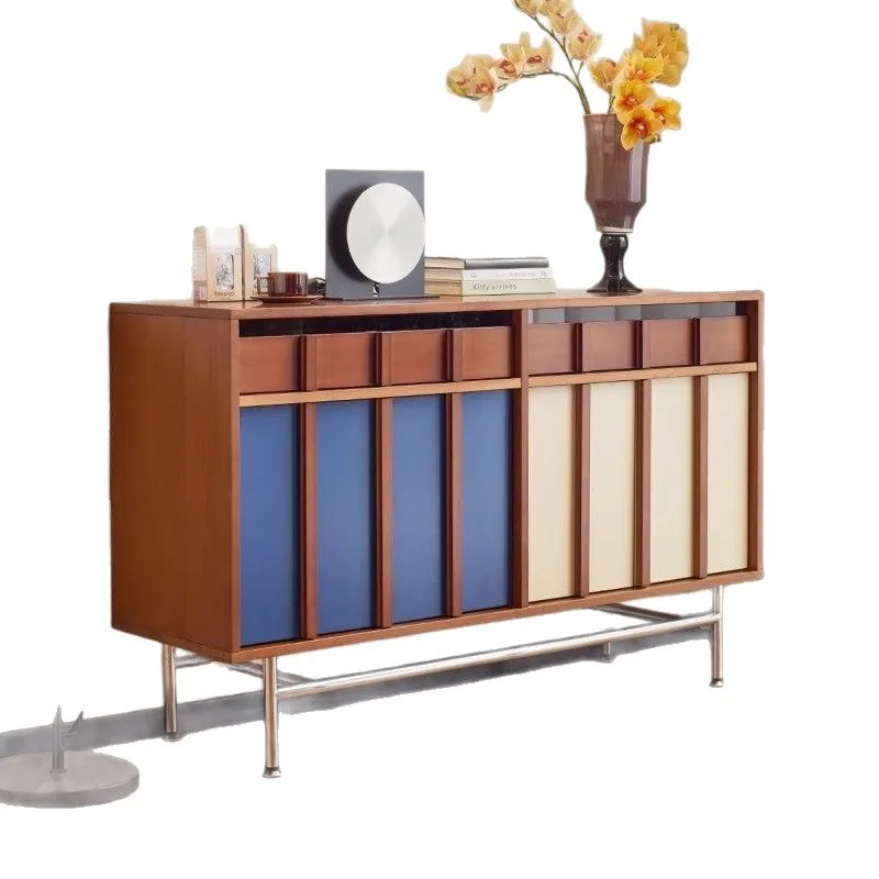 

Nordic medieval sofa side cabinet small apartment living room wall side cabinet