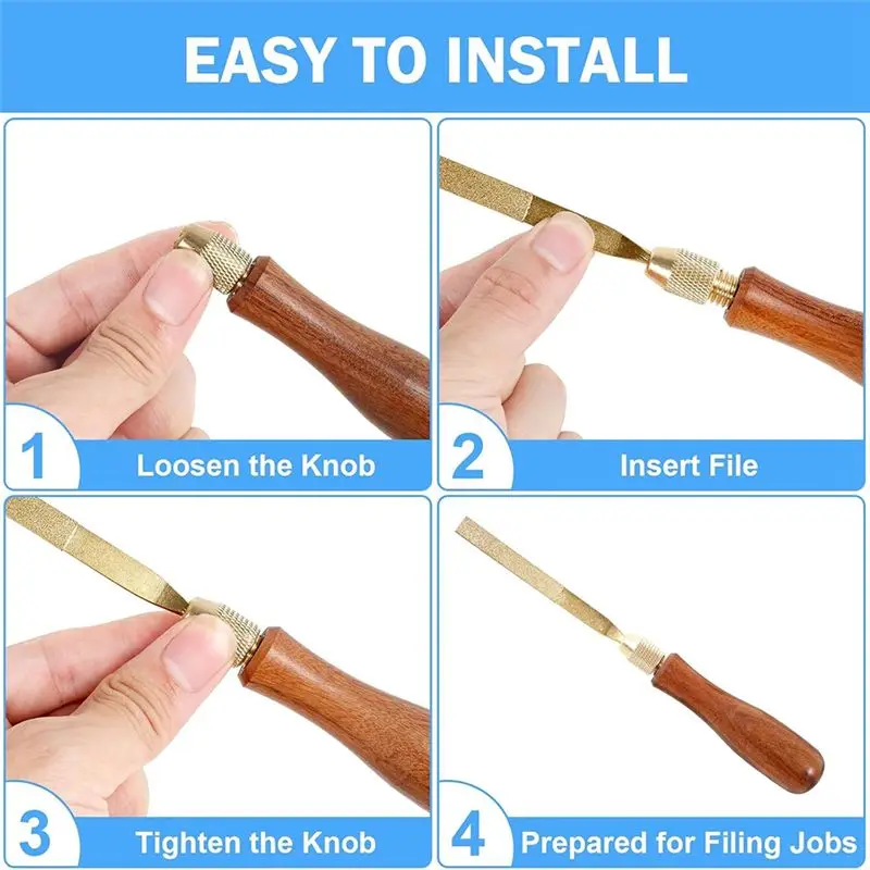 Feb.10 Pcs Needle File Set, Wooden Handles With Brass Collet Chuck, Balance Shock Absorbing Wood Handle File