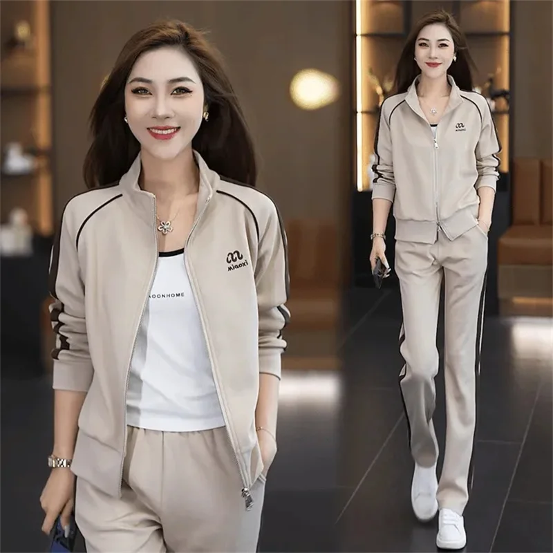 Fashion Ladies Loose Athletic Wear Suit Korean Female Leisure Top Pants Outfit Spring Autumn Women Large Size 4XL Two Piece Set