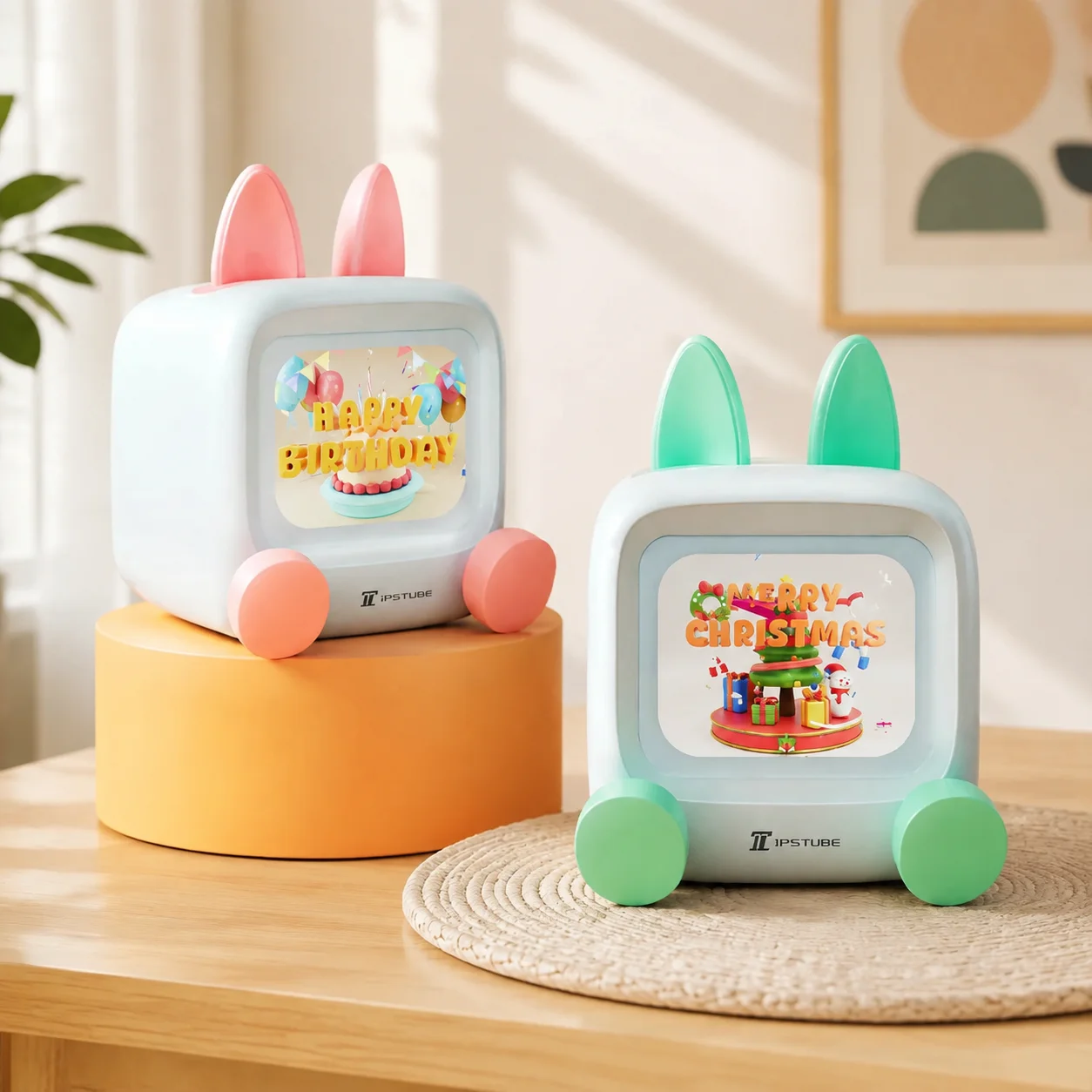 Smart Mini TV Bluetooth Speaker Desktop Weather Clock Digital Pet Robot GIF Display DIY Picture Ornament Birthday Present