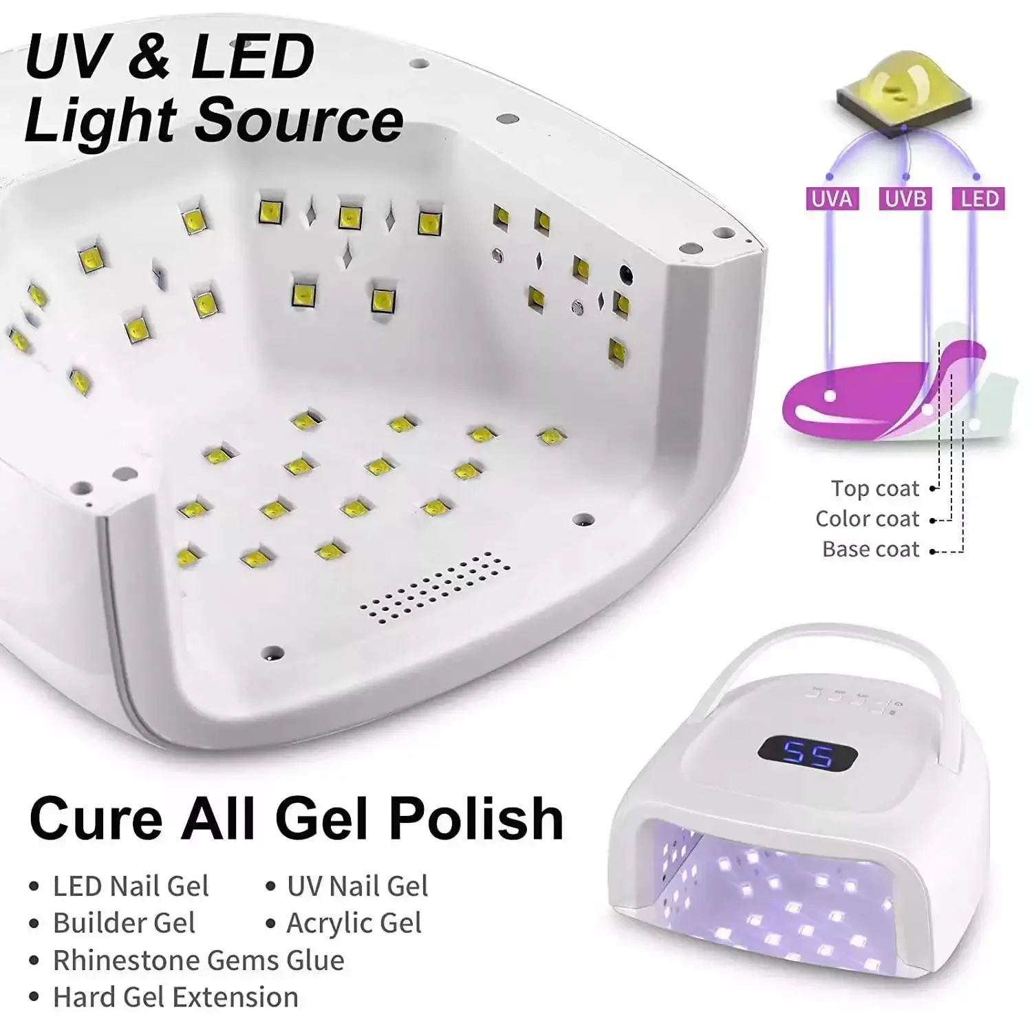 Sun UV S20 Rechargeable Nail Lamp 60W Wireless Gel Laquer Dryer Manicure Light Pedicure Lamps Cordless Nail UV LED Lamp