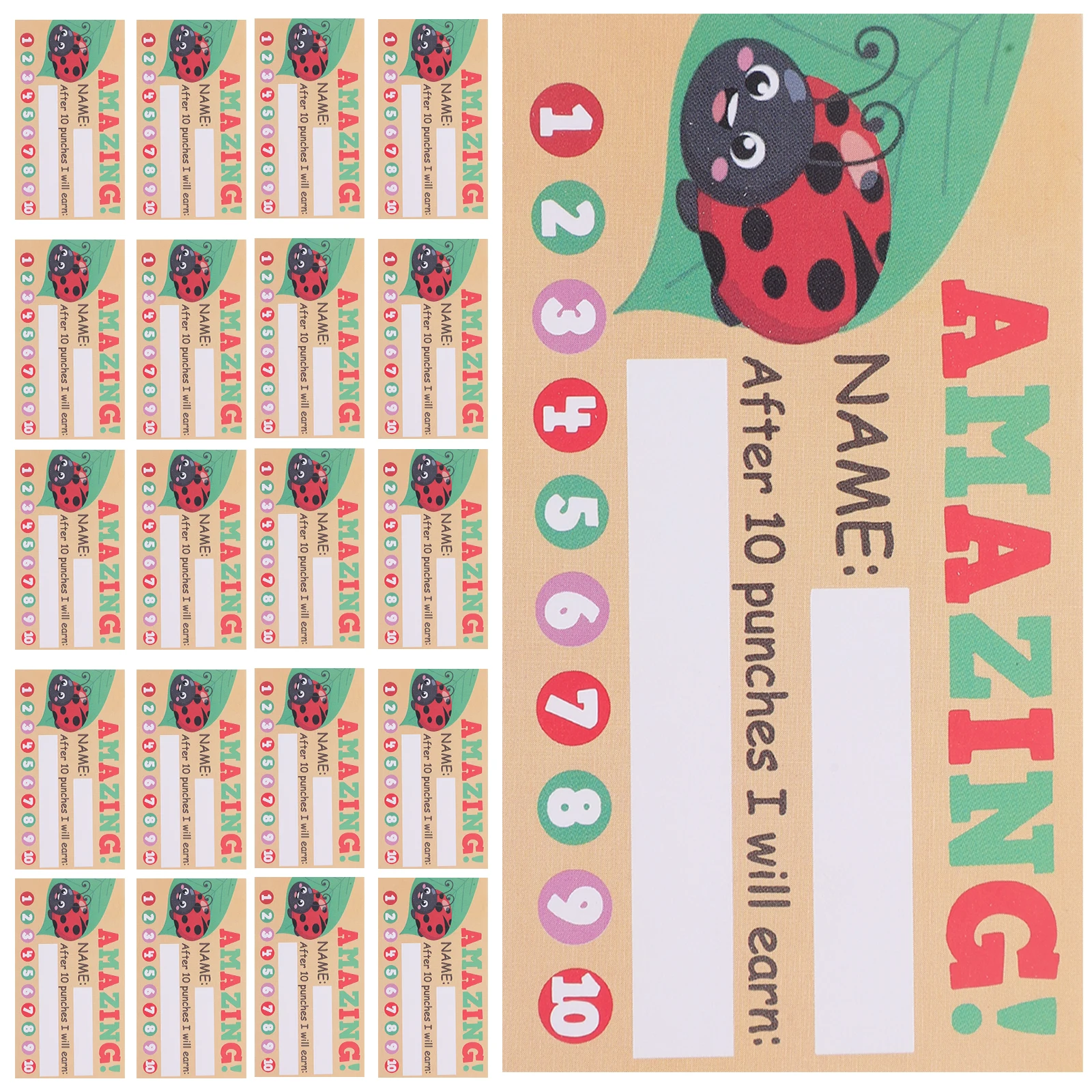 

50 Sheets Punch Cards Reward Loyalty Kids Portable Creative Multifunctional Cartoon Classroom Must Haves Student Motivation Cute