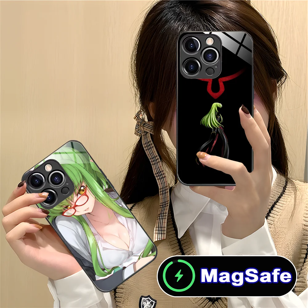 Anime Geass CC Phone Case for iPhone 16 15 14 13 12 11 Pro Max Plus Mini MagSafe Wireless Charging Glass Cellphones Cover