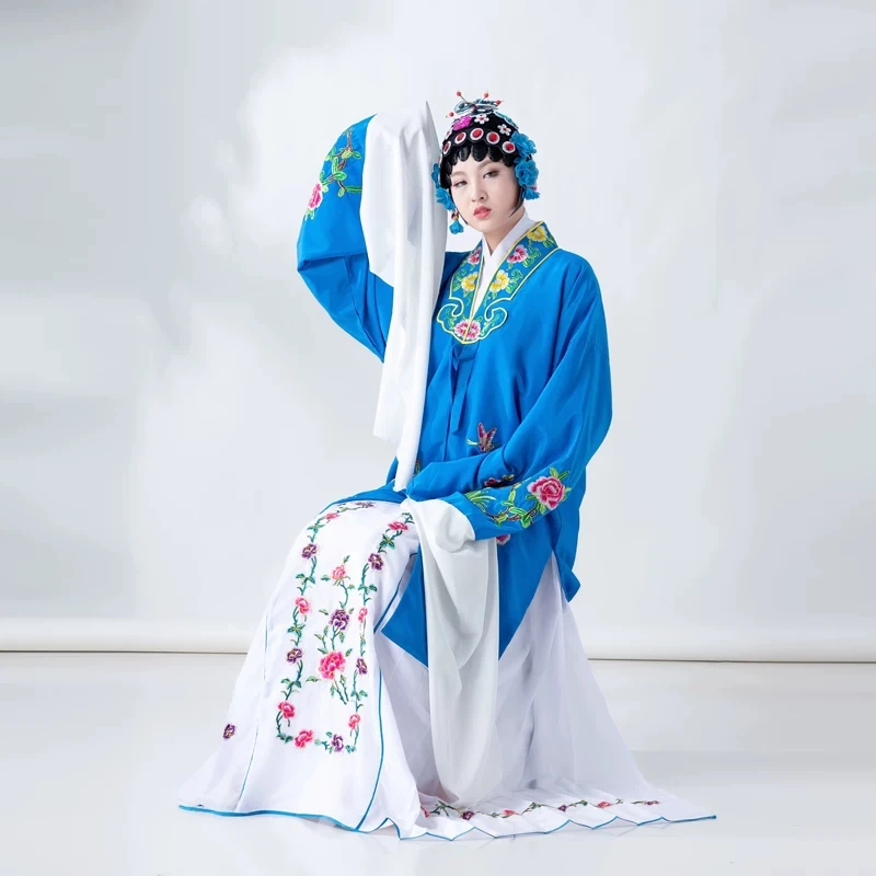 

Chinese Retro Classic Peking Opera Stage Clothing Suit Beijing Opera Exquisite Flower Embroidered Opera Practice Suit Cosplay