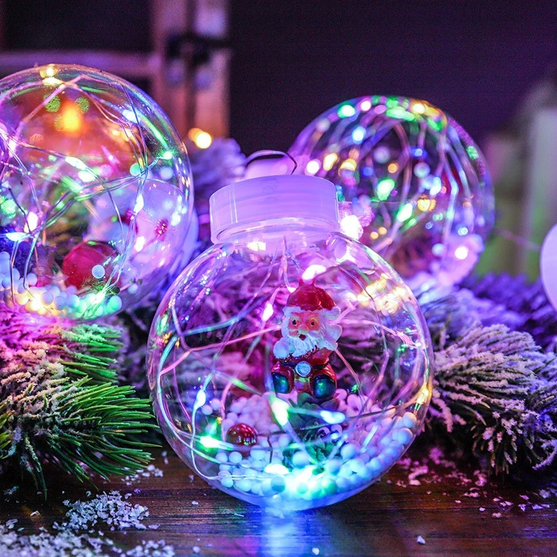 Christmas Led Wishing Ball String Lights, Battery Powered String Lights, 10 Lights Xmas Santa Window Ornaments for Home, Bedroom