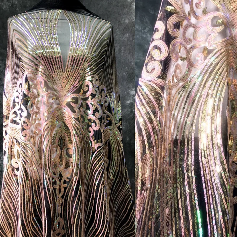 

Sequin Embroidery Mesh Fabric for DIY Sewing Evening Dress Performance Costume Clothing Fashion Material Cloth By The Meter