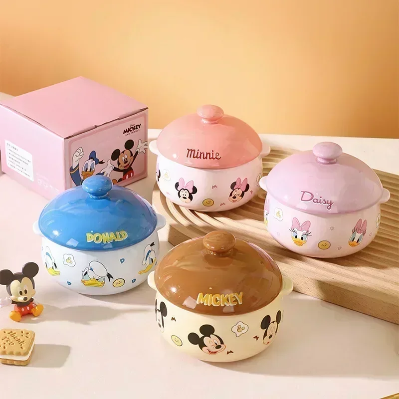 Disney Cartoon High-temperature Ceramic Stew Pot with Lid for Household Water-proof Stew and Soup Tableware Baking Gifts