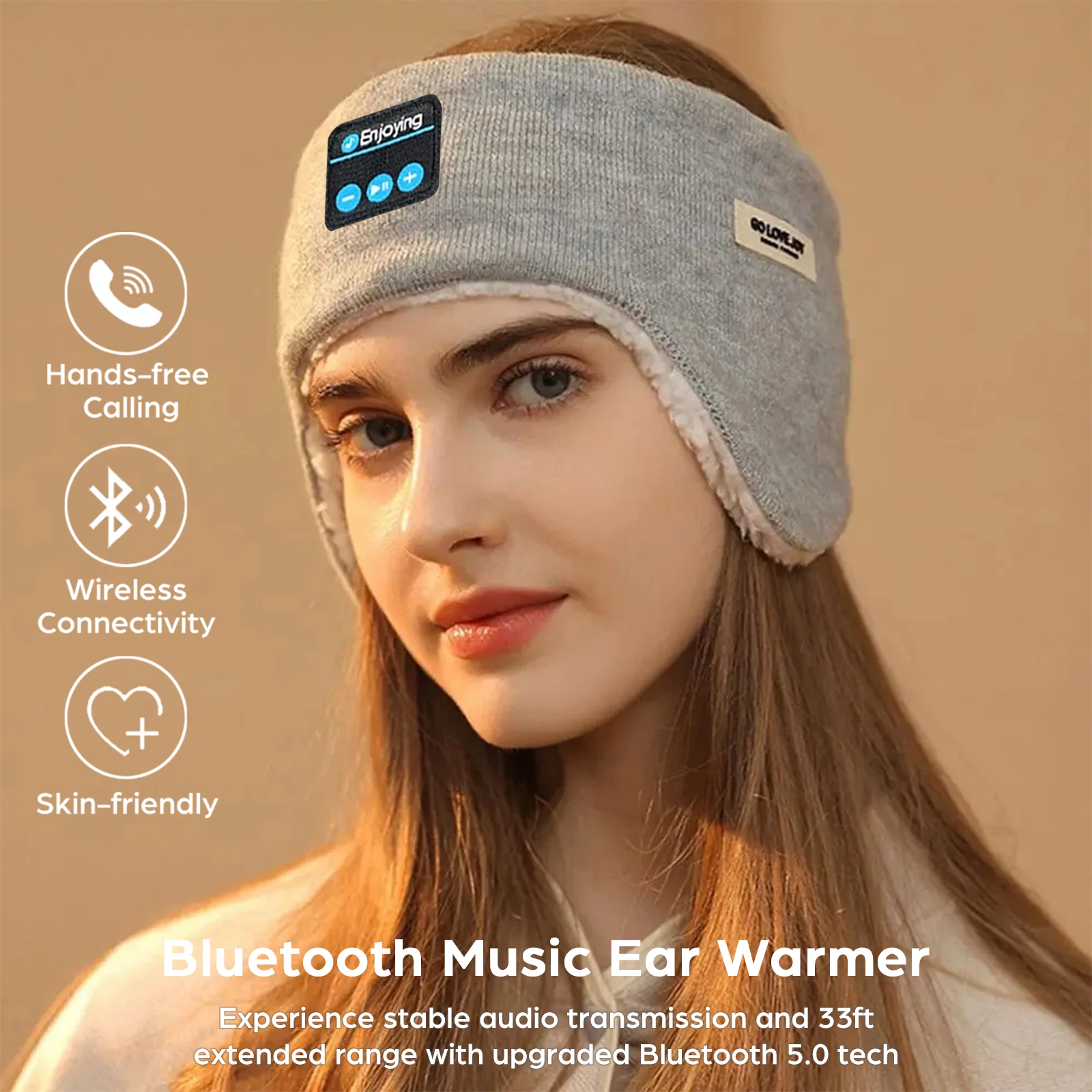 سماعة لاسلكية تعمل بالبلوتوث سماعات عقال الرياضة الموسيقى الشتاء غطاء للأذنين هيئة التصنيع العسكري سميكة الصوف الأذن يفشل غطاء للأذن سماعة رأس بخاصية البلوتوث #2