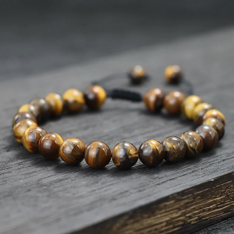 8mm Natural Stone Bracelet For Men Handmade Weaven Thread Braclet Boyfriend Gift Tibetan Buddhist Rosary Beads Braslet Pulseira