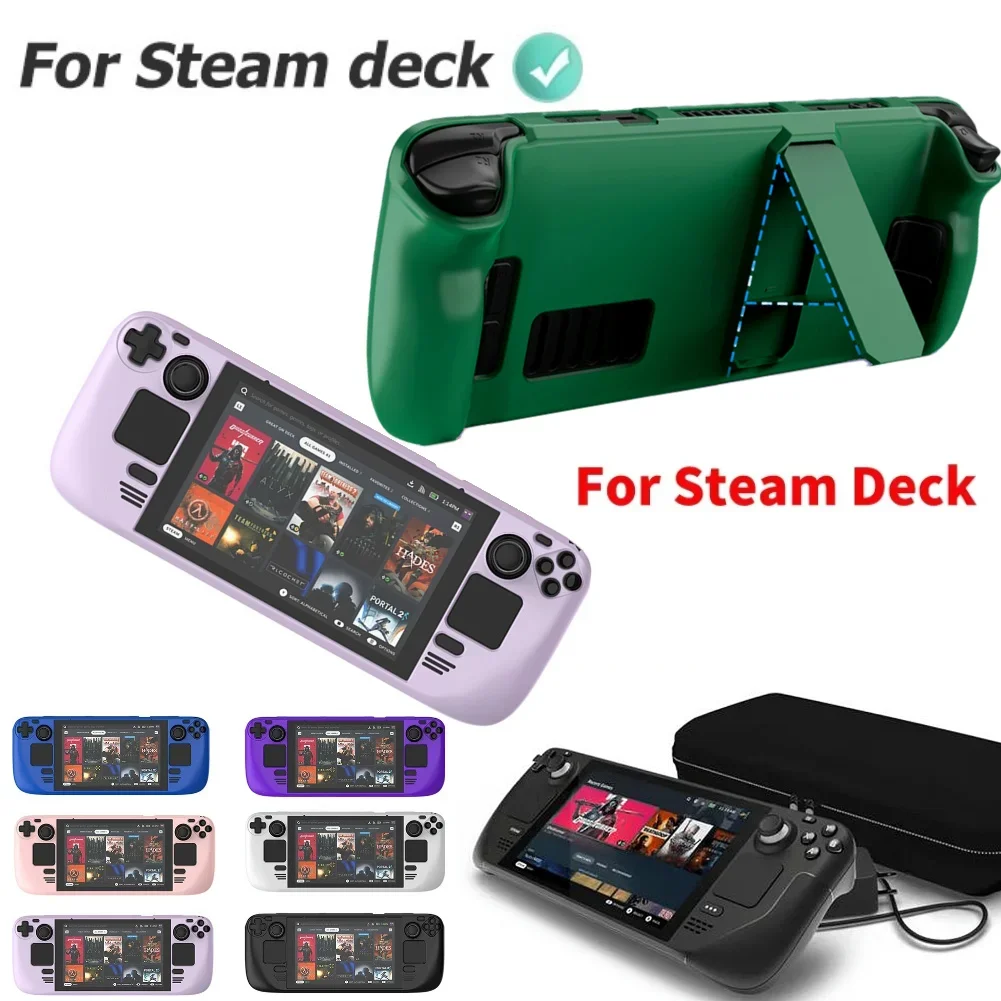 

Чехол для игровой консоли Steam Deck/OLed с кронштейном, противоударный защитный чехол, защитная рамка, чехол для консоли