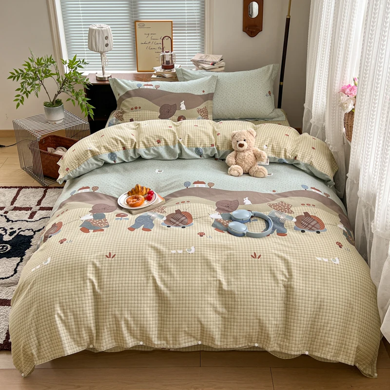 1pc 100% Cotton Quilt Cover Soft bettwäsche Single Size Cartoon Printed housse de couette Skin-friendly 이불커버(No Pillowcase)