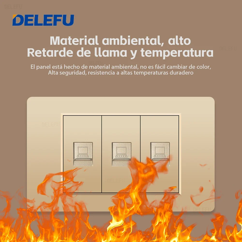 DELEFU Gold PC panel American Standard series 118*74mm wall computer combination socket switch