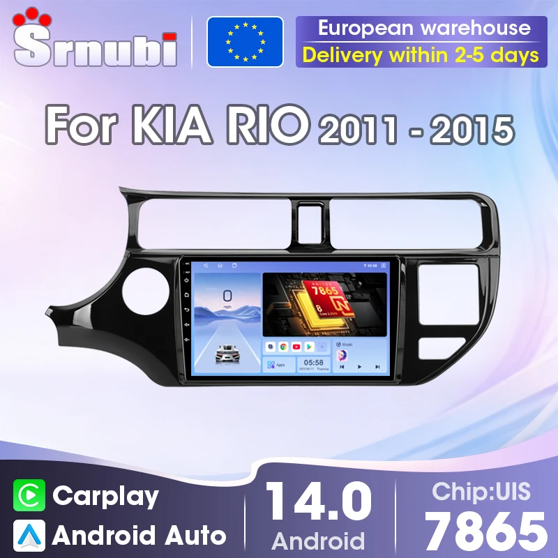 Srnubi Wireless Carplay Android Auto GPS Navigation Multimedia Video Player Car Radio 9 inch For LHD KIA RIO K3 2011-2015, 2 Din Head Unit with QLED Screen Support SWC, 8-Core UIS7865 DSP Bluetooth 5.4