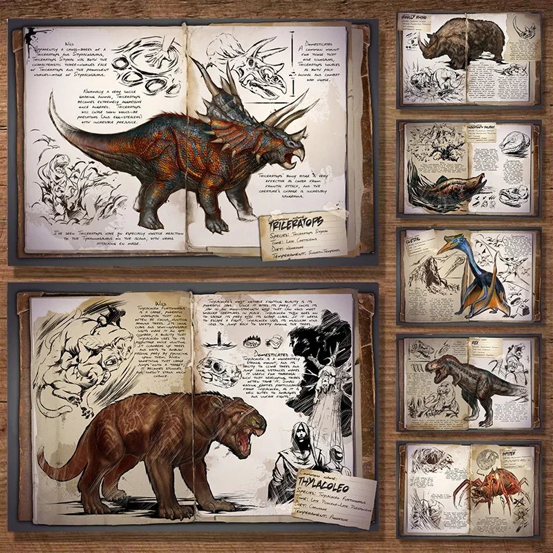 Ark Survival Evolved Game Print Poster Retro Dinosaur Giant Beast Dragon Wall Art Canvas Painting Living Room Boy Bedroom Decor