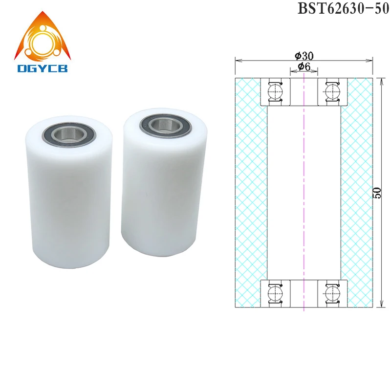 1pcs 6x30x50 Polyformaldehyde Bearing BST62630-50 POM Hard Plastic Wheel Driven Pulley 6*30*50 Double bearing Nylon Guide Wheel