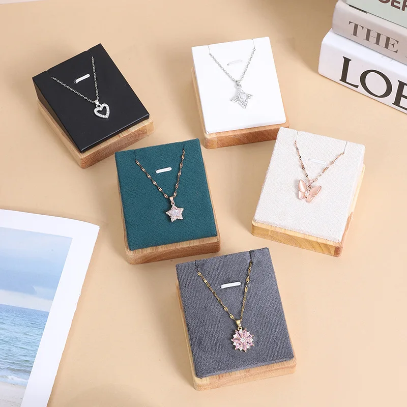 

New Solid Wood Jewelry Necklace Stand PU Velvet Pendant Organizer Rack for Home Bedroom Drawer & Shop Window Display