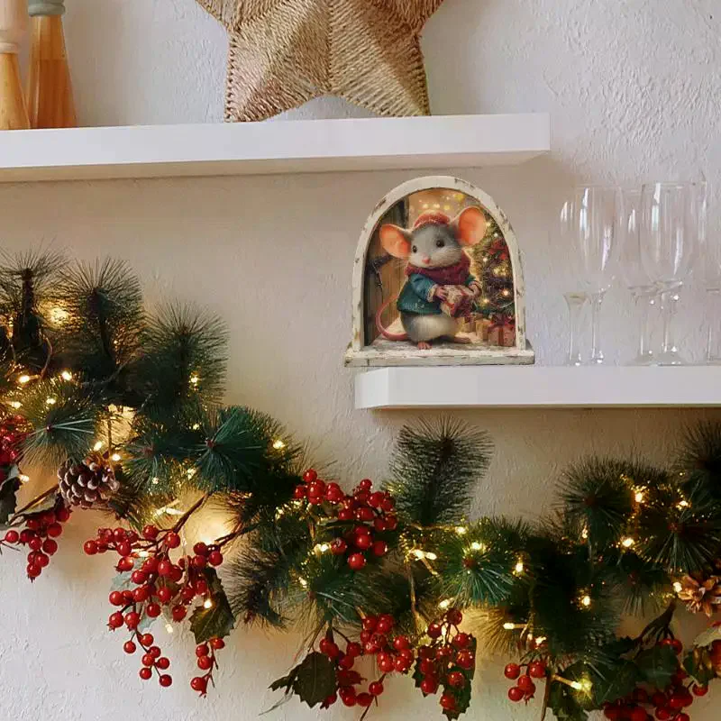 1/4Pcs Cute Christmas Small Mouse Hole Wall Stickers Xmas Decoration For Home Noel Navidad Merry Christmas New Year Accessories