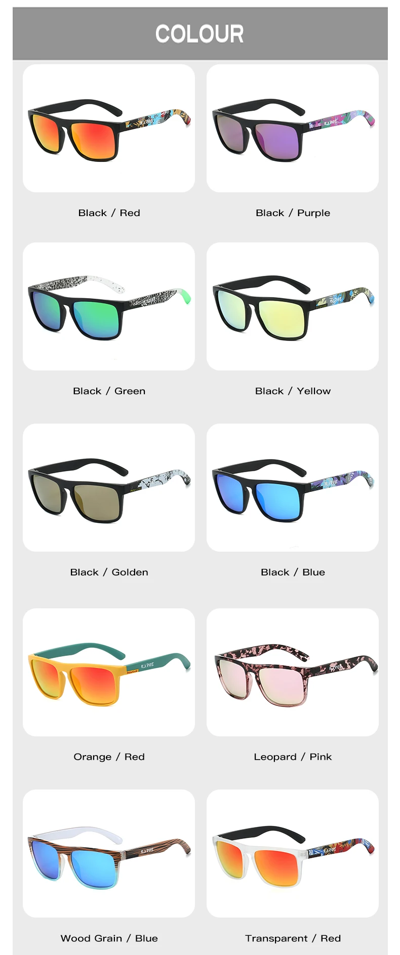 KAROS Polarisierte Sonnenbrille für Herren/Damen, Camo-Rahmen, UV400-Schutz zum Fahren, Angeln, Radfahren – Detail 10
