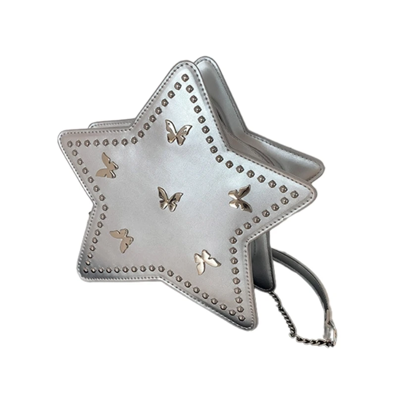 Bolso hombro creativo con forma estrella, mochila viaje, bolso informal piel sintética