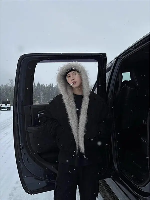 

Cleanfit Men's Cotton Jaet Winter Warm High Street Hooded Sle Polyester Fiber Long Sve ort Coat Zipper Closure