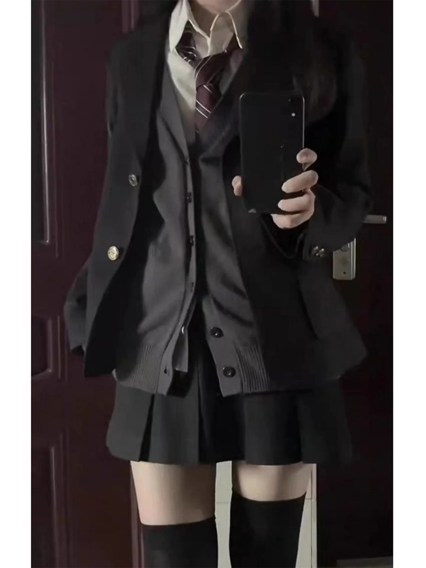Japanese Style JK Uniform School Atmosphere Autumn Outfit British Suit Jacket White Shirt Pleated Skirt Three Piece Set