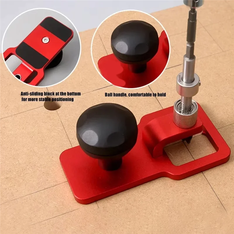 A25F-Locator Opener Spherical Handle Vertical Desktop Punch Guide Hinge Hole Drilling Woodworking Tool