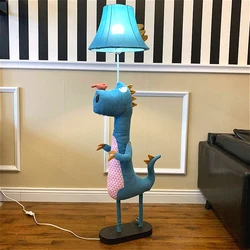 T-rex Floor Lamp Bendable Kid's Room Corduroy Fabric Floor Light Cartoon Dinosaur Living Room Lighting Standing Reading Light