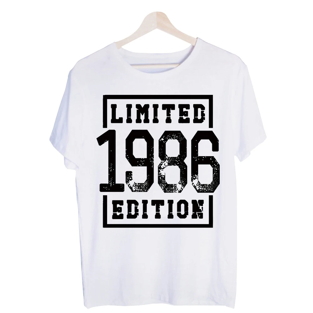 Men's 1986 Limited Edition Typography Print Graphic Tee, Vintage Style Casual Streetwear T-Shirt