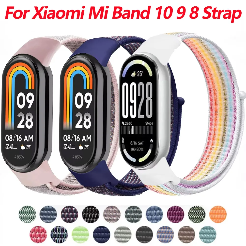 

Nylon Loop For Xiaomi Mi Band 10/9/8 Bracelet NFC Breathable Bracelet Wristband Correa Sport Watchband for Mi band 8/9/10 Strap