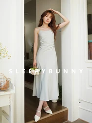 Women Summer French Style Sleeveless Dress Waist-Cinching Petite Friendly Elegant Slim Fit Dress Flattering A-Line Long Dress
