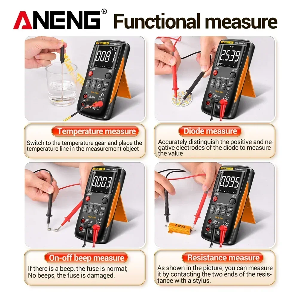 디지털 멀티미터 ANENG Q1 아날로그 테스터 트루 RMS DIY 트랜지스터 커패시터 NCV 테스터 LCR 미터 전문 멀티미터 도구